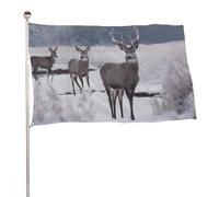Deer on Frozen Wilderness Flag 88,9 x 149,9 cm Bandiera da giardino stampata su entrambi i lati Banner decorativo non sbiadisce Bandiera da cortile con occhielli in ottone Sfondo fotografico da