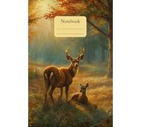 Deer Painting Notebook: Classic Warm Tone Animal Illustration Cover 6x9 Inches and 120 Pages Wide Ruled Composition Book