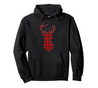 Deer Plaid Red Reindeer Buck Christmas Xmas Felpa con Cappuccio