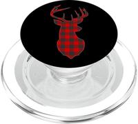 Deer Plaid Red Reindeer Buck Christmas Xmas PopSockets PopGrip per MagSafe