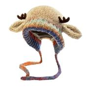 Deer Plush Hats - Winter Warm Knit Beanie | Plush Warm Antler Hat | Novelty Animal Hood, Soft Furry Headwear, Cute Costume Hood for Women Girls Teens Children Travel Holiday Outdoor
