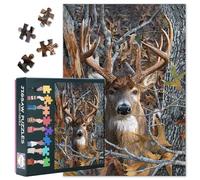 Deer Puzzle da 1000 pezzi, per adulti, difficile, sfidante, famiglia di animali della foresta, 70 x 50 cm, puzzle jigsaw albero ramo, arte per donne e uomini (serie Wildlife)
