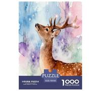 Deer, Puzzle Da 1000 Pezzi, Stimola Memoria E Creatività, Perfetto Per Regali, Adatto Dai 10 Anni, Painted Style Animal, 70x50cm/1000pcs