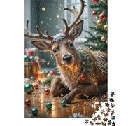 Deer Set Da 1000 Pezzi Carta Riciclata Xmas Tree Deer Puzzle Per Adulti Facile Da Conservare Allenamento Cerebrale Fan Dei Rompicapo Divertente 70x50cm/1000pcs