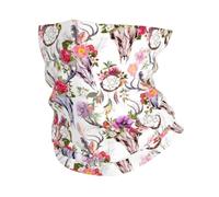 Deer Skulls Flowers And Dream Catchers White 26X30Cm Elastico Ghetta da Collo Stampato Headwrap per Yoga Outdoor Sports