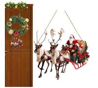 Deer Sleigh Babbo Natale Ornament - Layered acrilico Holiday Figurine, Festive Hanging Accessory, Mini Decoration Element, Seasonal Christmas Display | Tree Door Window Use With Winter Celebration