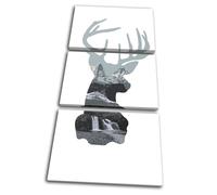 Deer Stag Scenic Winter Animals TREBLE TELA parete arte foto stampa