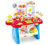DeerBB Mini registratore di cassa per bambini supermercato supporto multifunzionale set di giocattoli per bambini regali gelato bar gelato simulazione creativa scaffale per alimenti con suono leggero