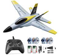 DEERC Aereo RC senza spazzole a 4 canali, giroscopio avanzato, volo aereo a 360°, avviso di batteria bassa, aereo radiocomandato con 2 batterie, facile da pilotare per adulti e bambini