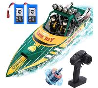 DEERC Barca telecomandata senza spazzole, Barca RC a reazione veloce, 25+ MPH, 30+ Minuti con luce a LED per ragazzi e adulti, Motoscafo completamente proporzionale