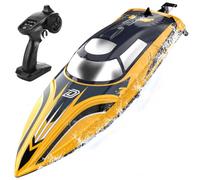 DEERC Barca telecomandata veloce da 14 pollici (35,6 cm) con luci LED, 30 + minuti, 20 + MPH, barca rapida, telecomandata, automatica, per piscina e lago, giocattolo acquatico per adulti e bambini