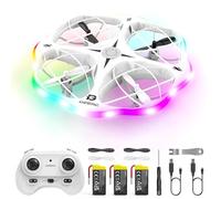 DEERC D13 Mini Drone per Bambini con Evitamento Ostacoli, 6 Modalità Luci LED, Giocattolo UFO Facile da Usare con 3 Batterie per 24 Minuti Volo, Lancio a Mano, Flip 3D, Regalo Compleanno 6-12 Anni
