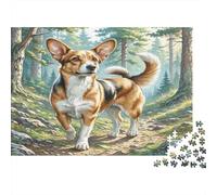 Deerhound - Carta resistente - Incrocio di Corgi sul sentiero della foresta - Puzzle per adulti - Regalo di compleanno educativo - 52x38cm/1000 pezzi