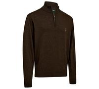 Deerhunter - Harrington Knit with 1/2-Zip - Pullover in lana merino L nero/marrone
