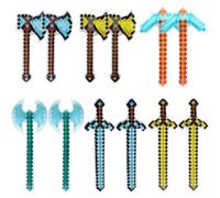 Deermon Confezione da 12 armi gonfiabili a forma di diamante pixel, spade luminose, picconi, accette, giocattoli con toppe di riparazione, per carnevale, Halloween, compleanno, cosplay, giochi in