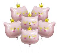 Deermon Confezione da 6 palloncini decorativi per feste a forma di gattino, colore rosa, con elio in lamina di elio, adorabili palloncini per feste di compleanno, baby shower, feste di nozze
