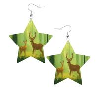 Deers In Green Thicket Orecchini Moda Orecchini In Pelle Penzolare Orecchino In Pelle Per Cosplay Festa Della Mamma Donne
