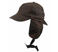 Deerstalker Tweed Check-P.o.wales Sherlock 2 Picco Orecchio Flap Caccia da Moto