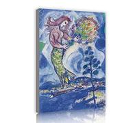 Deertweet Home Marc Chagall Opera d'arte Dipinti Stampe SirèNe Au Pin Arte da parete Incorniciato Tela Decoro Poster astratto e stampe per Arredamento Cucina 90x60cm Cornice interna