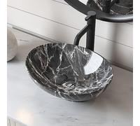 DeerValley - Lavello da bagno ovale, 40,6 x 33 cm, in marmorizzazione nordico, lavelli per bagno in ceramica, moderno lavello a forma di uovo sopra il bancone del bagno, lavabo, lavabo, lavabo