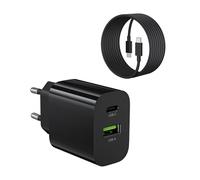 DEESOOCO 30W 2-Porto USB C/A Caricabatterie rapido Con 2M Cavo USB Tipo C Alimentatore USBC Adattatore Compatibile con Samsung Galaxy S25/S24/S23 /Ultra, iPhone 16/16 Pro/16 Pro