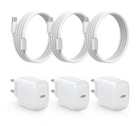 DEESOOCO Caricatore USB C 25W con Cavo, Caricabatterie Type-C, Presa USB C Compatibile con i-Phone 17/17 Air/17 Pro Max /16/15/14/13/12/Plus, i-Pad, Samsung Galaxy S25/S24/S23/S22/Note20(3 Pezzi+cavo)