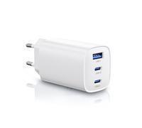 DEESOOCO Caricatore USB C 65W, 3 Porte GaN PPS PD Caricabatterie USB C Rapido USB Type C Ricarica Rapida Alimentatore USBC (65W Bianco)