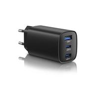 DEESOOCO Caricatore USB C 65W, 3 Porte GaN PPS PD Caricabatterie USB C Rapido USB Type C Ricarica Rapida Alimentatore USBC Compatibile con MacBook Pro/Air, iPad, iPhone 17/16, Galaxy S25/S24/S23 Ultra