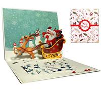 DEESOSPRO Cartoline di natale 3d, cartolina d'auguri pop up con bella carta tagliata, regalo per natale, busta inclusa, carta regalo chrismas, babbo natale