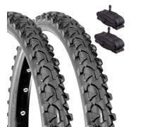 2 COPERTONI 26 X 1.90 + 2 CAMERE D'ARIA SCHRADER DEESTONE NERI 26" PER BICI MTB