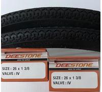 DEESTONE 26 x 1 3/8 NERO - 2 Copertoni + 2 Camere d'aria per Bici Urban