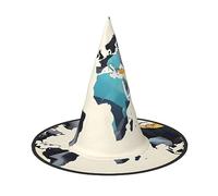 DEETTY Cappello da mago con stampa astratta con mappa del mondo | Accessorio versatile per feste e feste a tema