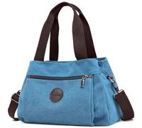 DEEVORCA Borsa Multitasche Donna - Borsa a Spalla in Tela Impermeabile con Tasche Multiple e Scomparto Antifurto, Tracolla Capiente e Resistente, Ideale per Viaggio, Shopping, Lavoro (Azzurro Chic)