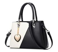 DEEVORCA Moda Borse Tote Donna Elegante Blocco Di Colore Borsa A Tracolla Casuale Medio Pu Pelle Impermeabile Borsa Messenger Viaggio Data Lavoro Festa Borsetta Ciondolo D'amore Nero A