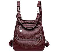 DEEVORCA Moda Zaino Da Donna Casuale Quotidiano Borse A Tracolla Soft Medio Pu Pelle Impermeabile Shopping Viaggi Lavoro Scuola Zaino Antifurto Zainetto Multifunzionale Borsetta Rosso