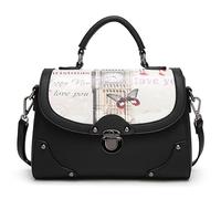 DEEVORCA Vintage Borse Tote Donna Moda Stampato Borsa A Tracolla Quotidiano Casuale Medio Pu Pelle Impermeabile Borsa Messenger Viaggio Data Lavoro Festa Shopping Elegante Borsetta Nero