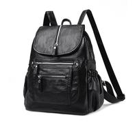 DEEVORCA Zaini da Donna Elegante Zaino Femminile Zaino Scolastico Coperchio Ribaltabile Zaino Per IPad da Donn Vacanza Turismo Zaino a Spalla Doppia da Donna Impermeabile PU Pelle Nero