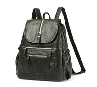 DEEVORCA Zaini da Donna Elegante Zaino Femminile Zaino Scolastico Coperchio Ribaltabile Zaino Per IPad da Donn Vacanza Turismo Zaino a Spalla Doppia da Donna Impermeabile PU Pelle Verde