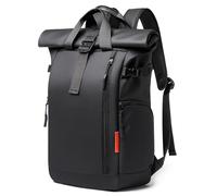 DEEVORCA Zaini da Uomo Viaggio Backpack Zaino Espandibile con Chiusura Arrotolabile da 30L-35L Borsone per Laptop da 15,6" In Zaino da Viaggio d'affari Impermeabile Tessuto Oxford Nero ossidiana