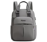 DEEVORCA Zaino da Donna Elegante Zaini femminili con Cintura per Valigia, tascabile antifurto Design Porta di ricarica USB per Lavoro Viaggio Quotidiano Impermeabile Nylon Grigio Fumo