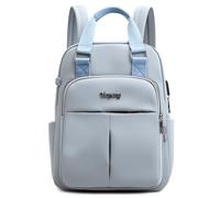 DEEVORCA Zaino da Donna Elegante Zaini femminili con Cintura per Valigia, tascabile antifurto Design Porta di ricarica USB per Lavoro Viaggio Quotidiano Impermeabile Nylon Blu Nebbia