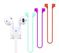 Deexeen, compatibile con AirPods 1 2 Pro con cinturino magnetico anti-smarrimento, accessorio colorato, morbido e sportivo, cavo in silicone, cavo in gel di silice (bianco, menta, rosso, viola)