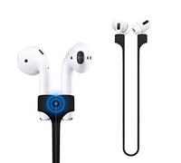 Deexeen Compatibile con cinturino magnetico anti-smarrimento AirPods 1 2 Pro, cordino colorato morbido per sport, connettore per cavo in silicone da corsa, corda da collo in gel di silice, nero