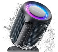 Deeyaple Altoparlante Bluetooth piccolo portatile Music Box 5.3 IPX7 impermeabile senza fili stereo accoppiamento vivavoce luce RGB per esterni campeggio giardino festa viaggio (Blu nero)