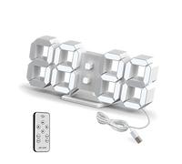 Deeyaple Orologio Parete Digitale Sveglia LED 25.2cm Snooze 3D Silenzioso Luminosità Regolabile Memoria 12/24h Data/Temperatura Controllo Remoto Luce Notturna Comodino Camera Letto Cucina Ufficio