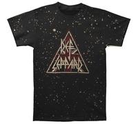 Def Leppard Candeggiati Pyramid Logo Classico da Uomo Rock Band Grafico T-Shirt