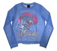 Def Leppard Lightning Leopard Long Sleeve Mesh Crop Top Size M