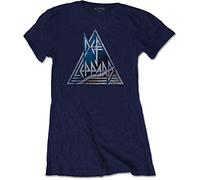 Def Leppard - T-Shirt # M Blue Femmina # Triangle Logo