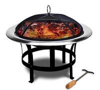 Defacto Braciere Ø 75 cm, in acciaio inox, con gancio, braciere, da giardino, multifunzionale, per campeggio all'aperto, fornitura di forma rotonda DF-3030C