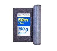 DEFACTO Tessuto non tessuto per pittura, 50 m x 1 m, 180 g, 50 m², in tessuto non tessuto antiscivolo con rivestimento in PE antiscivolo, protezione della superficie per pittori e rotolo di tessuto